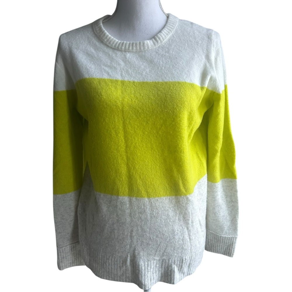 J. Crew Green and Cream Blouse with Colorblock Design